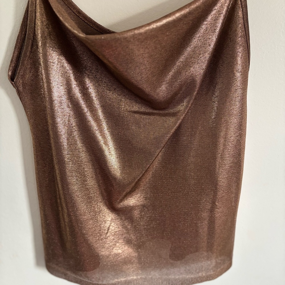 Zara Shiny Copper Sleeveless Blouse